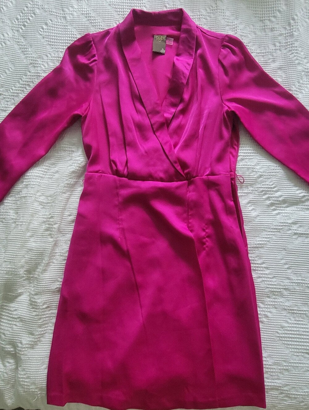 Taylor Fuschia Faux Wrap Dress